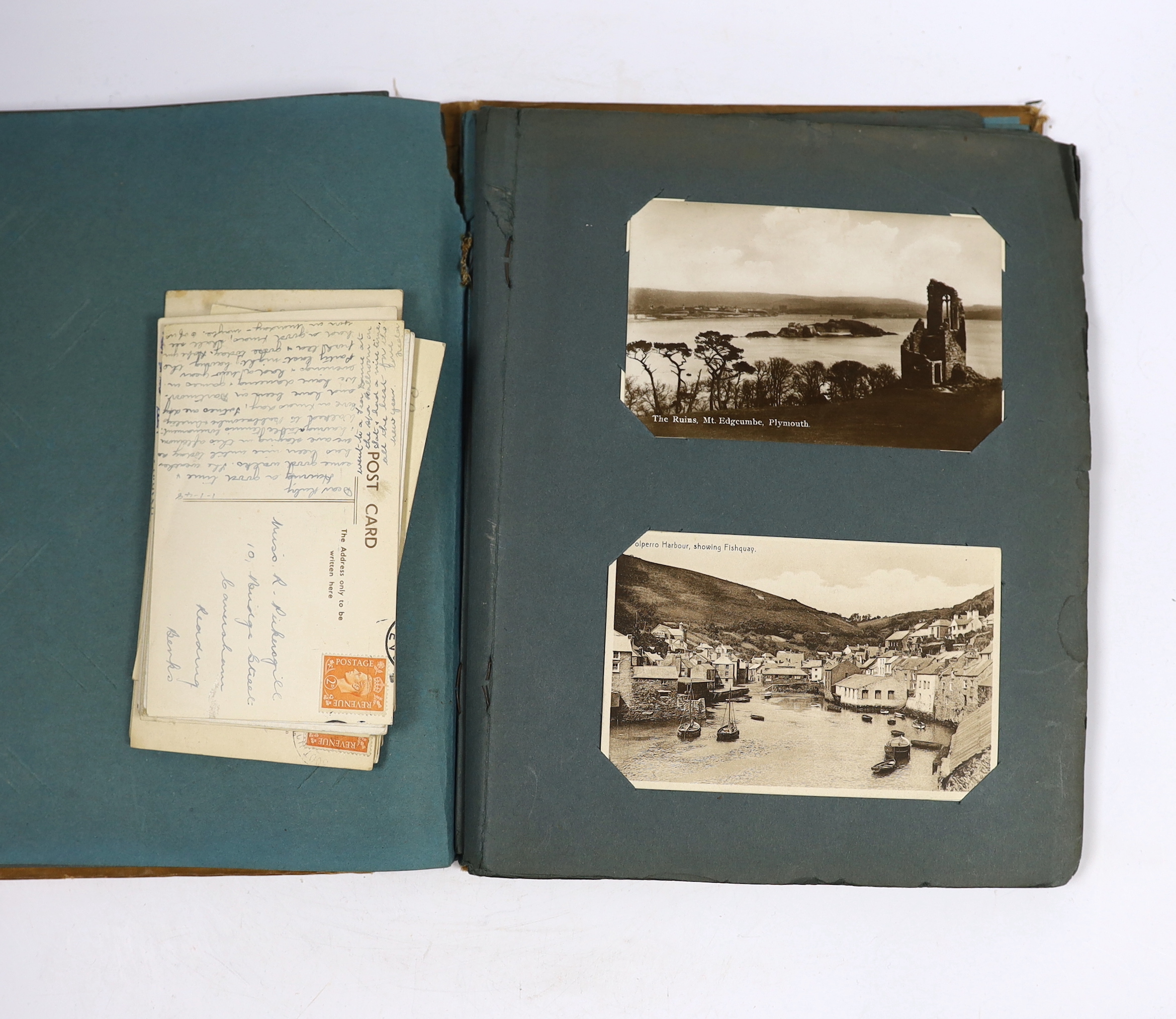 A postcard album and various early 20th century postcards